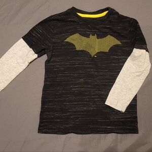 Batman | Black Gray and Yellow Long Sleeve Bat Symbol Tee